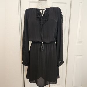 WHBM  Black Long Sleeve Neck Tie Fully Lined Women's  Dress Size 4
